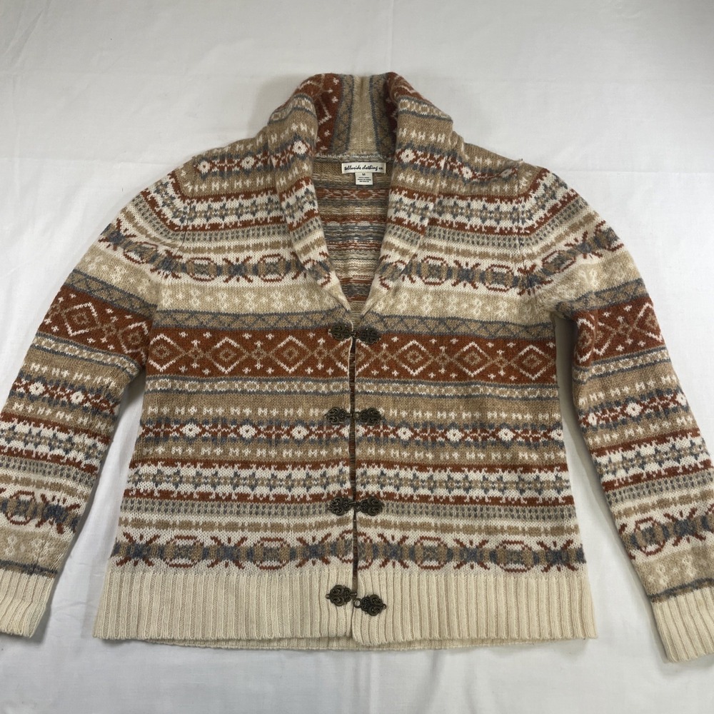 Telluride Clothing Co Wool Fair Isle Shawl Collar Apres Ski Cardigan Sweater WM
